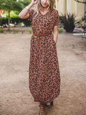 Relaxed Maxi Dress - Brown Leopard