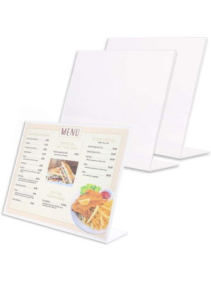 Juvale 3-pack Clear Horizontal Menu Sign Holder Stands For Restaurants, Tables, 8.5 X 11 Inches