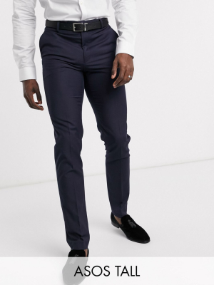 Asos Design Tall Slim Suit Pants In Navy