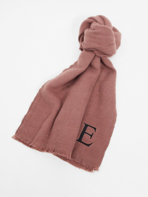 Asos Design Personalised Scarf With Initial E In Pink