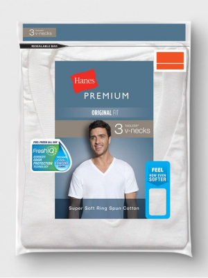 Hanes Premium Men's V-neck T-shirt 3pk - White