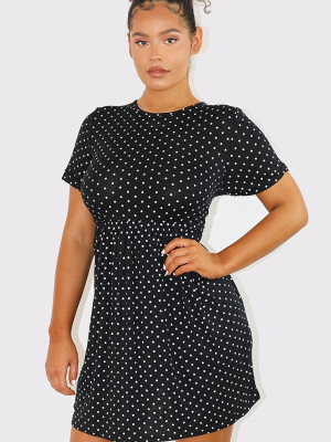 Black Heart Print Print Short Sleeve Smock Dress