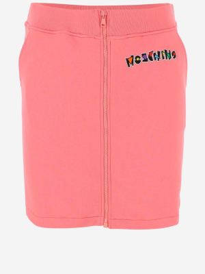 Moschino Logo Embroidered Zip-up A-line Skirt