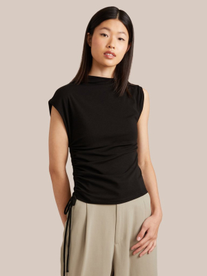 Jocelyn Asymmetrical Ruched Side Sleeveless Tee