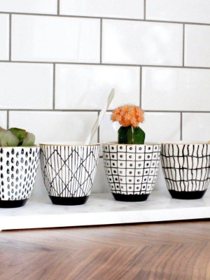 Black And White Gold Plated Cups / Planters