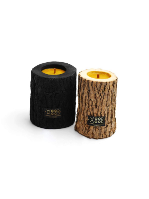 Two Wooden Candles Set: Dark Woods