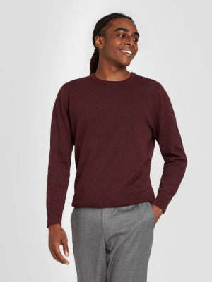 Men's Textured Regular Fit Crewneck Sweater - Goodfellow & Co™ Burgundy