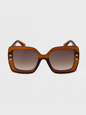 Women's Square Oversized Sunglasses - A New Day™ Brown