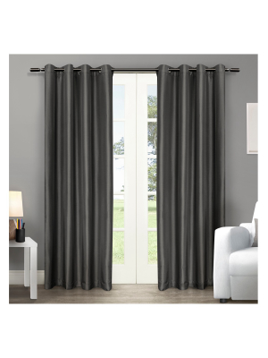 Set Of 2 Chatra Faux Silk Grommet Top Window Curtain Panel - Exclusive Home