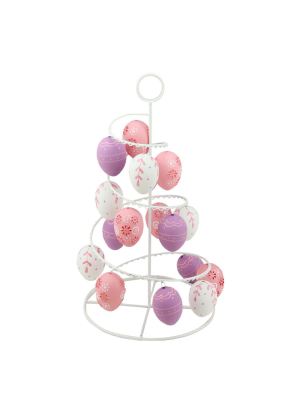 Northlight 14.25" Floral Cut-out Spring Easter Egg Tree Decoration - White/pink