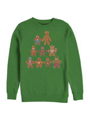 Men's Marvel Christmas Gingerbread Cookie Tree Sweatshirt