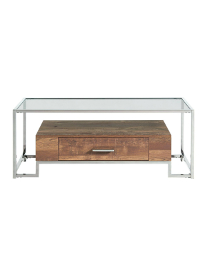 Hampton Rectangle Storage Coffee Table Light Walnut/chrome - Picket House Furnishings