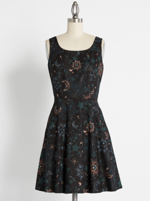 Celestial Swirl Skater Dress