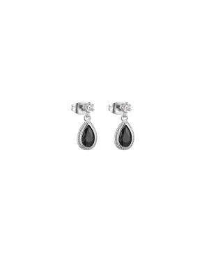 Drop Black Stone Earrings