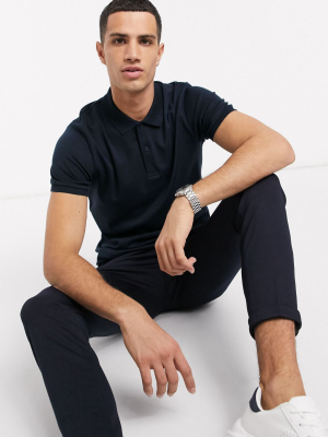Selected Homme Organic Cotton Slim Fit Polo In Navy