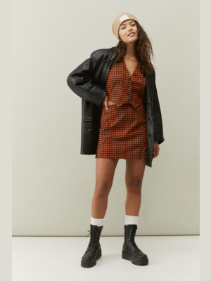 Uo Plaid Notched Mini Skirt