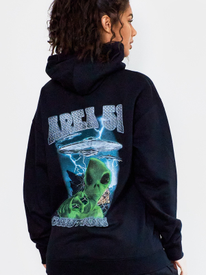 Black Area 51 Print Hoodie