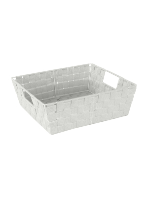 Simplify Large 13" Woven Strap Storage Bin Heather Gray