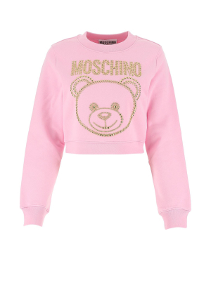 Moschino Teddy Stud Embellished Cropped Sweatshirt