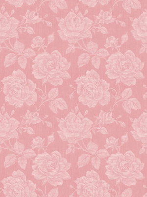 Garden Rose Wallpaper In Coral From The Spring Garden Collection By Wallquest