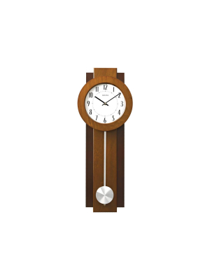 Bulova Clocks C3383 Avent 23 Inch 2 Tone Walnut And Mahogany Pendulum Wall Clock