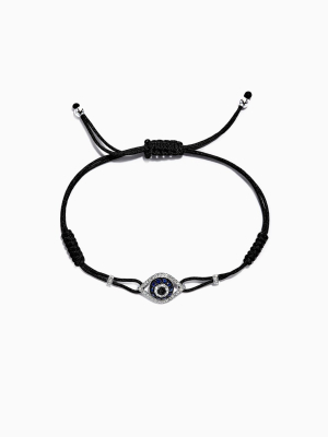 Effy Novelty 14k Gold Sapphire & Diamond Evil Eye String Bracelet, 0.56 Tw