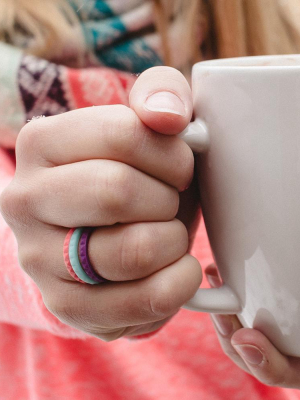 Pyramid Stackable Silicone Ring - Turquoise