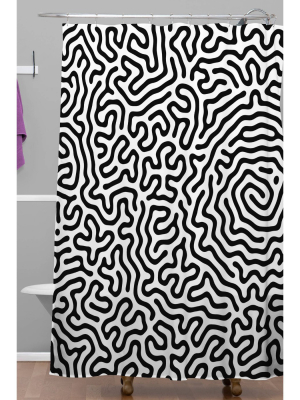 Adam Priester Coral Pattern Shower Curtain Black/white - Deny Designs