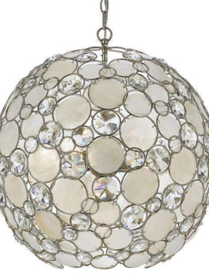 Palla 6 Light Antique Silver Sphere Chandelier