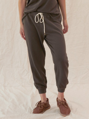 The Cropped Sweatpant. Solid -- Chestnut