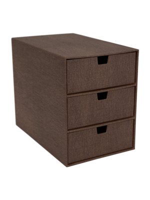 Ingrid 3-drawer Canvas Supply Chest Dark Brown - Bigso Box Of Sweden