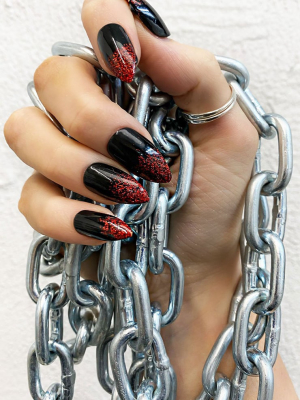 Shrine Red And Black False Nails