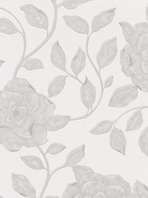 Roses Floral Wallpaper In Cream And Metallic Design By Bd Wall
