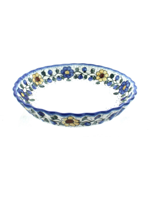 Blue Rose Polish Pottery Geranium Pie Plate