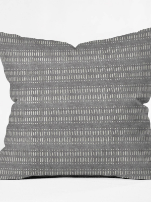 16"x16" Little Arrrow Design Co Dash Dot Stipes Stone Throw Pillow Gray - Deny Designs