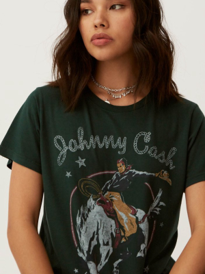 Johnny Cash Rodeo Tee In Emerald