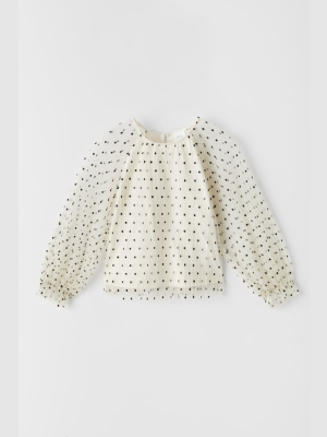 Tulle Polka-dot Top