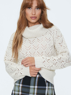 Open-knit Turtleneck Sweater