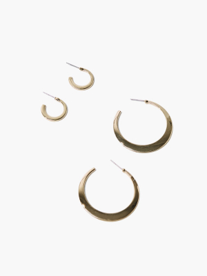 Flat Hoop Earring Set