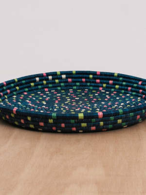 Handwoven Baskets By Blu Speckled Blue Night Celebration Tray (last Two!)