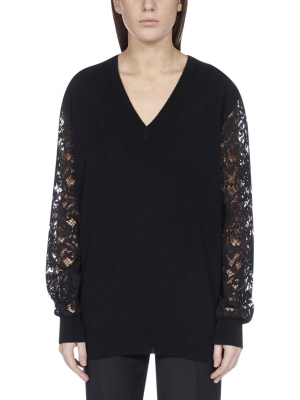 Dolce & Gabbana Lace Sleeve Sweater