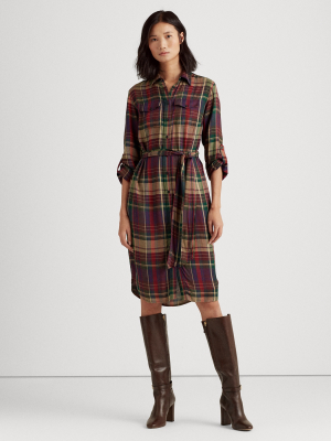 Plaid Twill Shirtdress