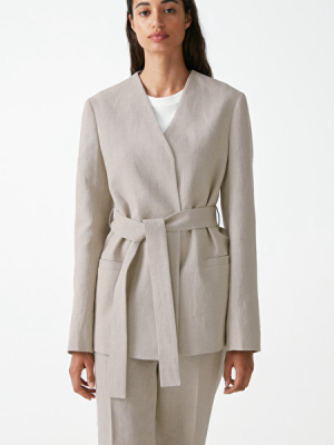 Belted Linen Blazer