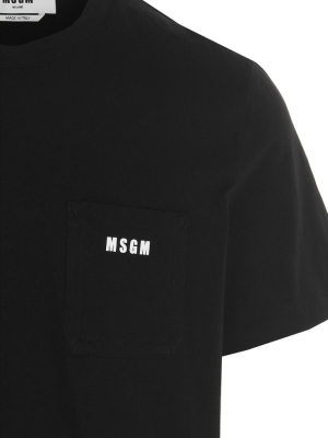 Msgm Logo Printed Pocket T-shirt