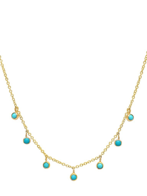 Mini Bezel Dangle Necklace - Turquoise