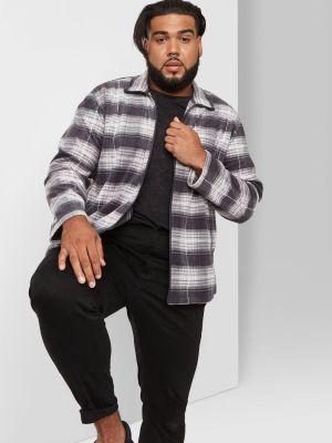 Men's Big & Tall Checked Full-zip Fleece Jacket - Original Use™ Gray
