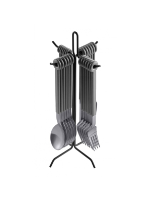 Mono Ring 24 +1 Cutlery Set Gray W/ Stand