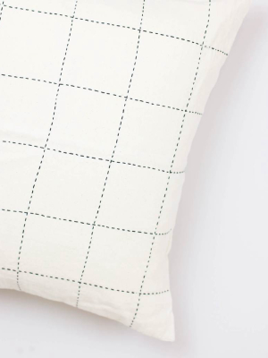 Grid Stitch Throw Pillow - Bone