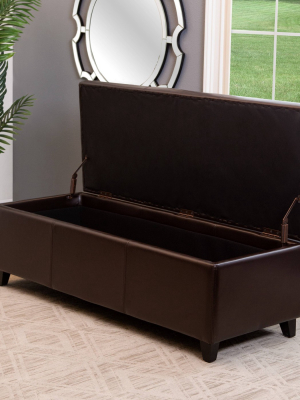 Carter Bonded Leather Storage Ottoman Brown - Abbyson Living