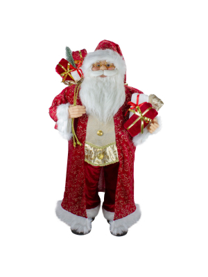 Northlight 32" Red And White Santa Claus Christmas Figurine With Gifts